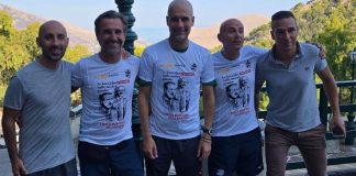 Guardiola a Palermo in visita al Santuario di Santa Rosalia con la maglia di Falcone e Borsellino