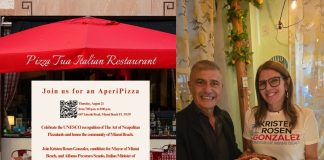 Pecoraro Scanio a Miami per “Pizza Unesco” e il sostegno alla candidatura a sindaca di Rosen Gonzalez