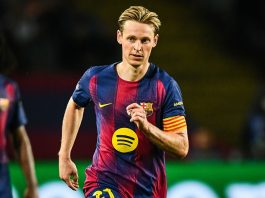 Barcelona’s De Jong is out for at least five weeks due to an injury