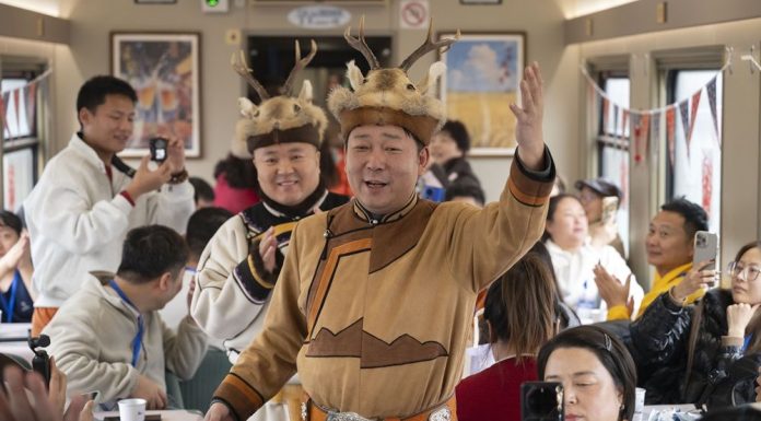 Cina: nell’Heilongjiang inaugurato treno turistico a tema ghiaccio e neve (3)