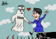 La vignetta: il ballo con il militarismo giapponese