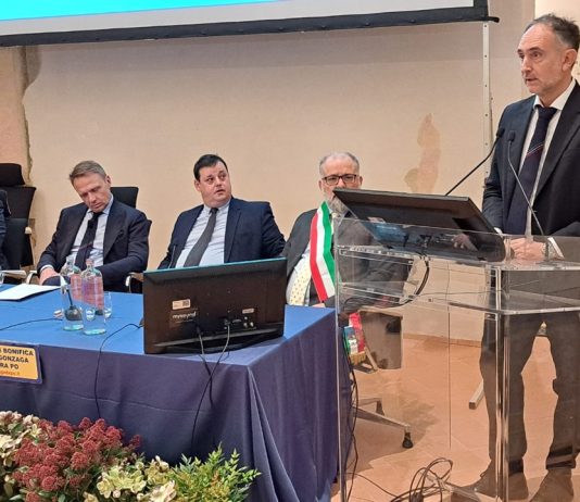 L’assessore Beduschi e il ministro Lollobrigida alla posa della prima pietra della canala ‘Gronda Nord’