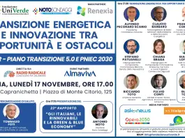 Il 17 novembre a Roma il convegno “Transizione energetica e innovazione tra opportunità e ostacoli”