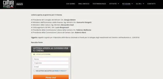 “Lettera per il Cinema”, in 48 ore più di 10 mila firme