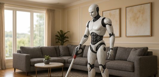 Le nuove applicazioni della robotica nella vita quotidiana robot umanoide pulisce pavimento