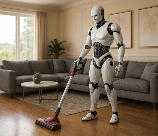 Le nuove applicazioni della robotica nella vita quotidiana robot umanoide pulisce pavimento