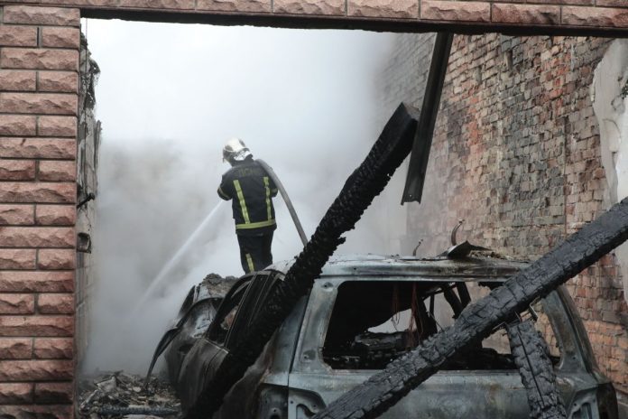 Aftermath of night attack on Kyiv region: house catches fire in Tarasivka, Ukraine - 29 Nov 2025