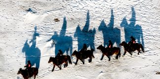 Cina: squadra di polizia a cavallo “Gyrfalcon” tutela praterie nel confine nord