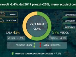 Beni durevoli, consumi -2,4%. Dal 2019 prezzi +20%, meno acquisti con più spesa
