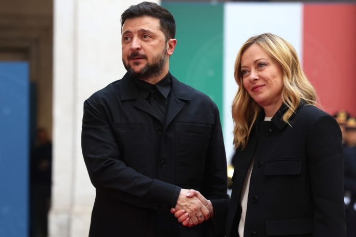 Roma, incontro a Palazzo Chigi tra Giorgia Meloni ed il Presidente Ucraino Zelensky