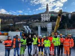 Liguria, l’assessore Giampedrone visita il cantiere dello scolmatore del Bisagno a Genova