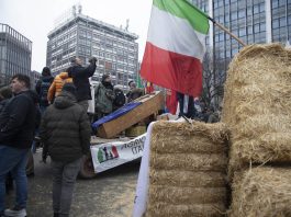 Milano, trattori contro Mercosur: latte e fieno versati in piazza Duca d’Aosta