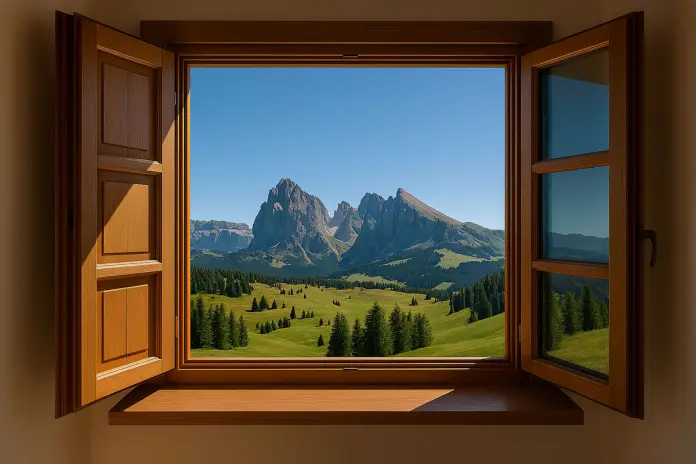 finestra aperta paesaggio montano