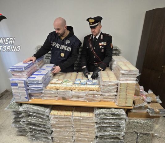 Sequestrata nel Torinese quasi mezza tonnellata di droga, tre arresti