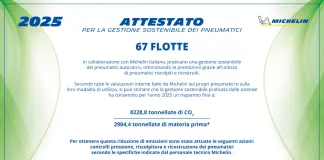 Michelin premia 67 flotte con Attestato per la Gestione Sostenibile dei Pneumatici