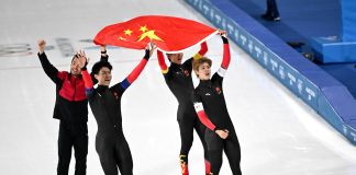 Milano-Cortina 2026: la Cina è bronzo nell’inseguimento a squadre maschile di pattinaggio velocità (1)