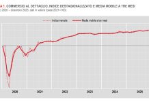 A dicembre vendite al dettaglio in calo, +0,9% sull’anno in valore