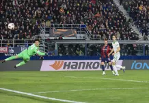 Pellegrini risponde a Bernardeschi, Bologna-Roma 1-1