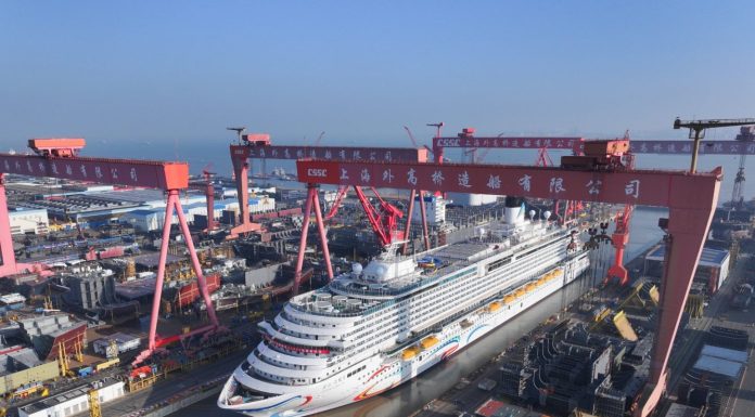 Cina: seconda grande nave da crociera prodotta nel Paese lascerà molo il 20 marzo (1)