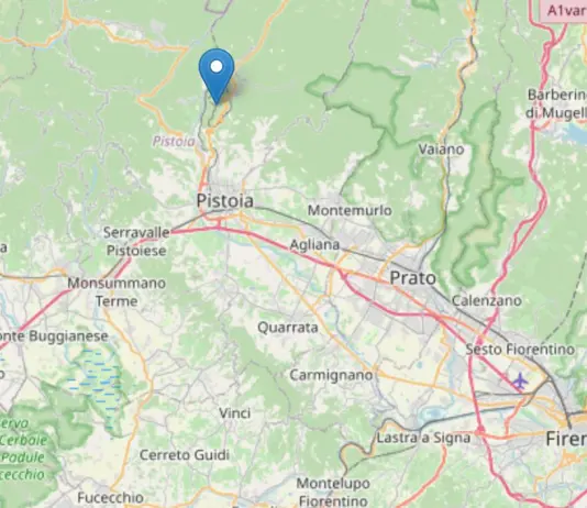 Scossa di terremoto di magnitudo 4.1 con epicentro vicino a Pistoia