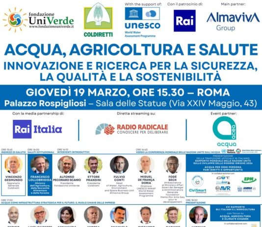 “Acqua, agricoltura e salute”, a Roma un convegno sulla gestione delle risorse idriche