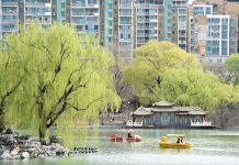 Cina: turisti al Longtan Park di Pechino per le prime giornate di primavera (2)