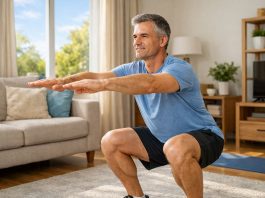 5 esercizi semplici per tenersi in forma dopo i 50 anni squat uomo 50 anni