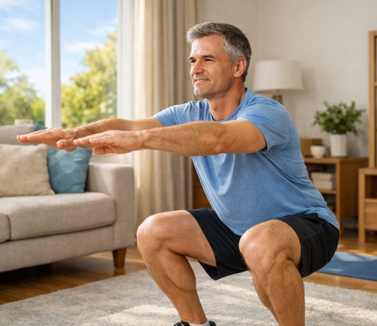 5 esercizi semplici per tenersi in forma dopo i 50 anni squat uomo 50 anni