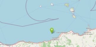 Scossa di terremoto di magnitudo 3.3 in mare al largo costa messinese