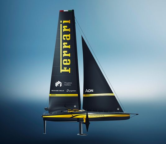 Ferrari Hypersail svela la livrea del monoscafo volante alla Design Week