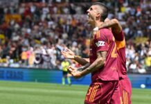 La Roma vince il derby e sale al quarto posto, Mancini stende la Lazio