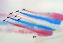Red Arrows in tournée negli Usa per celebrare i 250 anni dell’indipendenza americana