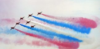Red Arrows in tournée negli Usa per celebrare i 250 anni dell’indipendenza americana