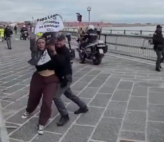 Napoli, attiviste PETA fermano Papamobile per protesta contro le corride