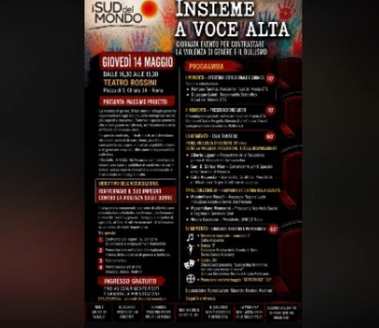 Torchia (I Sud del Mondo) “Una giornata-evento il 14 maggio a Roma per contrastare i fenomeni della violenza di genere e del bullismo”