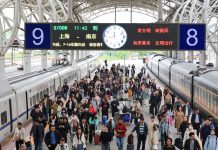 Cina: le ferrovie prevedono 158 milioni di passeggeri per la Festa del Lavoro (1)
