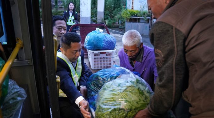 Cina: bus speciali aiutano agricoltori a portare verdure fresche in città (1)