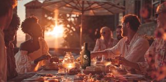 Il rito dell’aperitivo e le nuove bevande trendy cocktail a base di gin agrumato con lime, ghiaccio e rosmarino