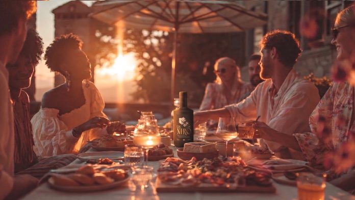 aperitivo tramonto gin artigianale italiano cocktail a base di gin agrumato con lime, ghiaccio e rosmarino