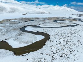 Cina: paesaggio innevato sulla prateria di Qiangtang nello Xizang (3)