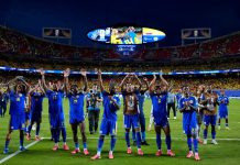 Dutch royals join the celebrations in the Curaçao dressing room after the team secures its first World Cup point
