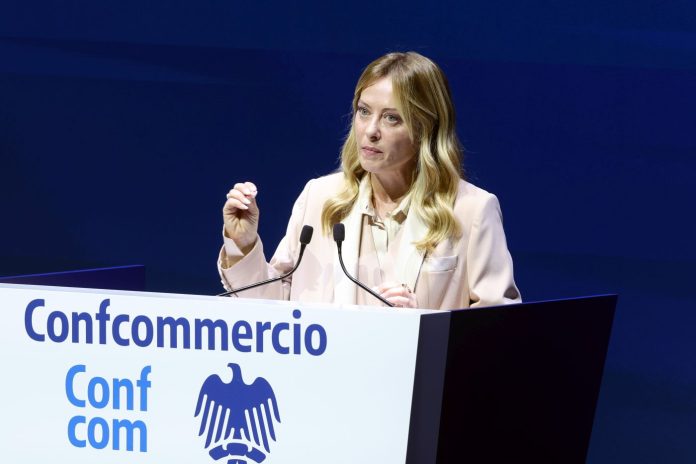 Roma, la Presidente del Consiglio, Giorgia Meloni, all’Assemblea di Confcommercio
