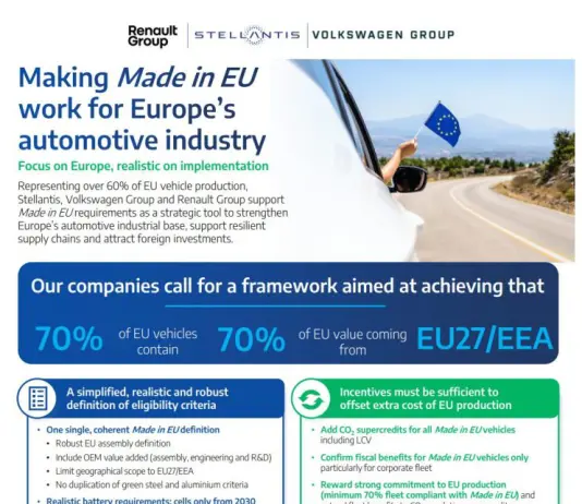 Stellantis, Volkswagen e Renault sottoscrivono un impegno comune sul “Made in Europe”