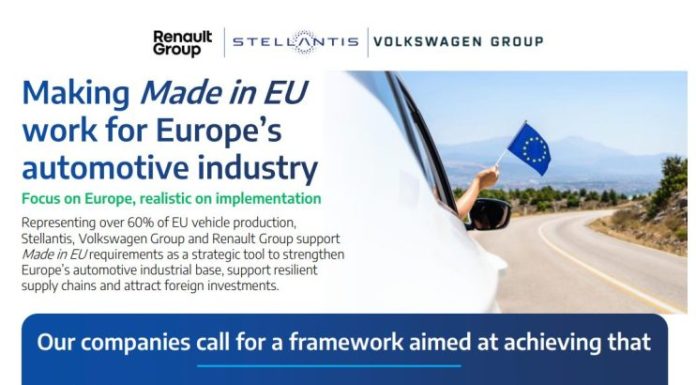 Stellantis, Volkswagen e Renault sottoscrivono un impegno comune sul “Made in Europe”