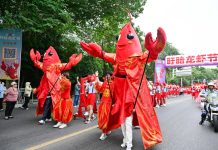 Cina: parata a tema gamberi di fiume nel Jiangsu (2)