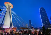 Cina: Tianjin, complesso commerciale sul fiume promuove economia notturna (1)