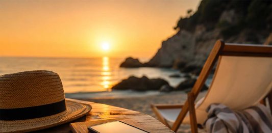 Vacanze digital detox, staccare dallo smartphone diventa il nuovo lusso dell’estate spiaggia al tramonto: libro, smartphone spento e cappello