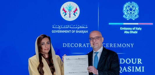 Italia-Emirati Arabi, conferita a Bodour Al Qasimi l’onorificenza dell’Ordine al Merito della Repubblica Italiana