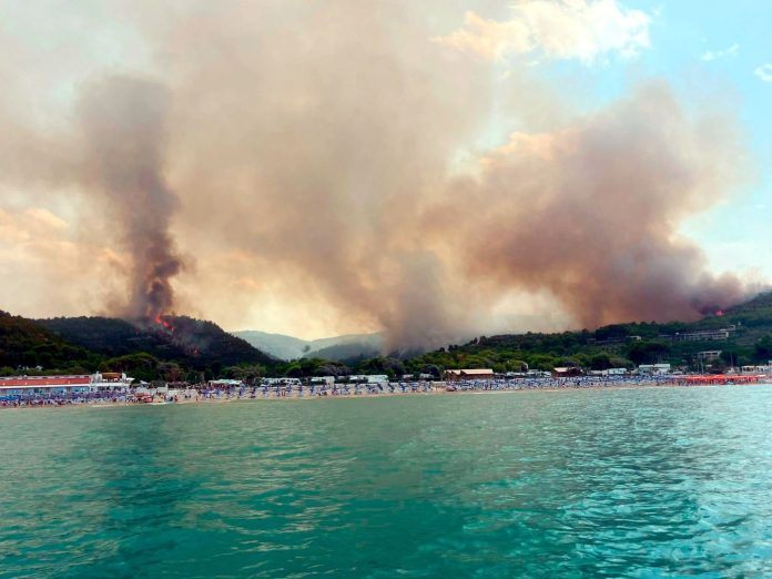 Peschici, Incendio nel Gargano, turisti evacuati via mare. Chiusa la strada per Vieste. Scuole aperte per gli sfollati