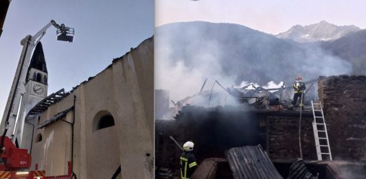 Vasto incendio nella notte a Fraviano di Vermiglio, 200 vigili del fuoco in azione. Coinvolte anche una chiesa e alcune abitazioni